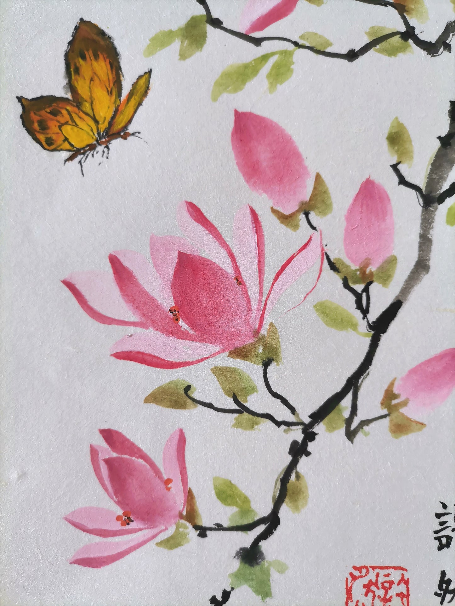 Original Traditonal Magnolia Chinese Painting, Home Decoration