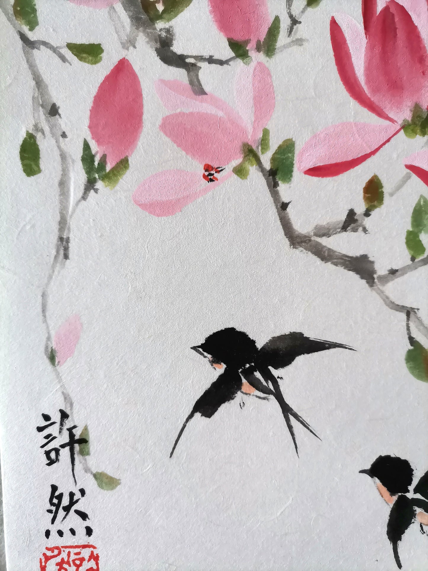 Original Traditonal Magnolia Chinese Painting, Home Decoration