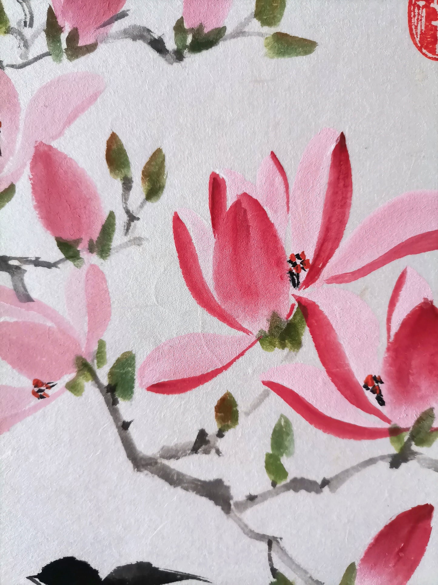 Original Traditonal Magnolia Chinese Painting, Home Decoration