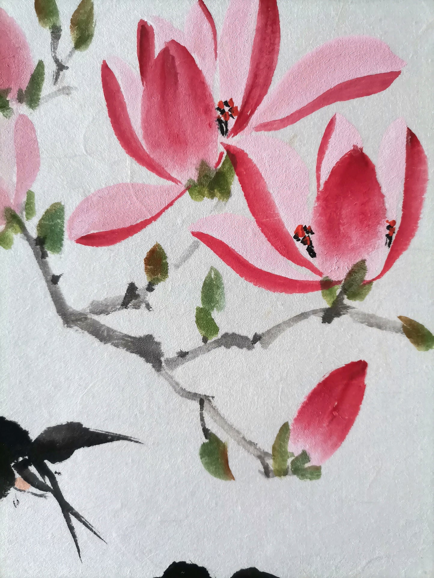 Original Traditonal Magnolia Chinese Painting, Home Decoration