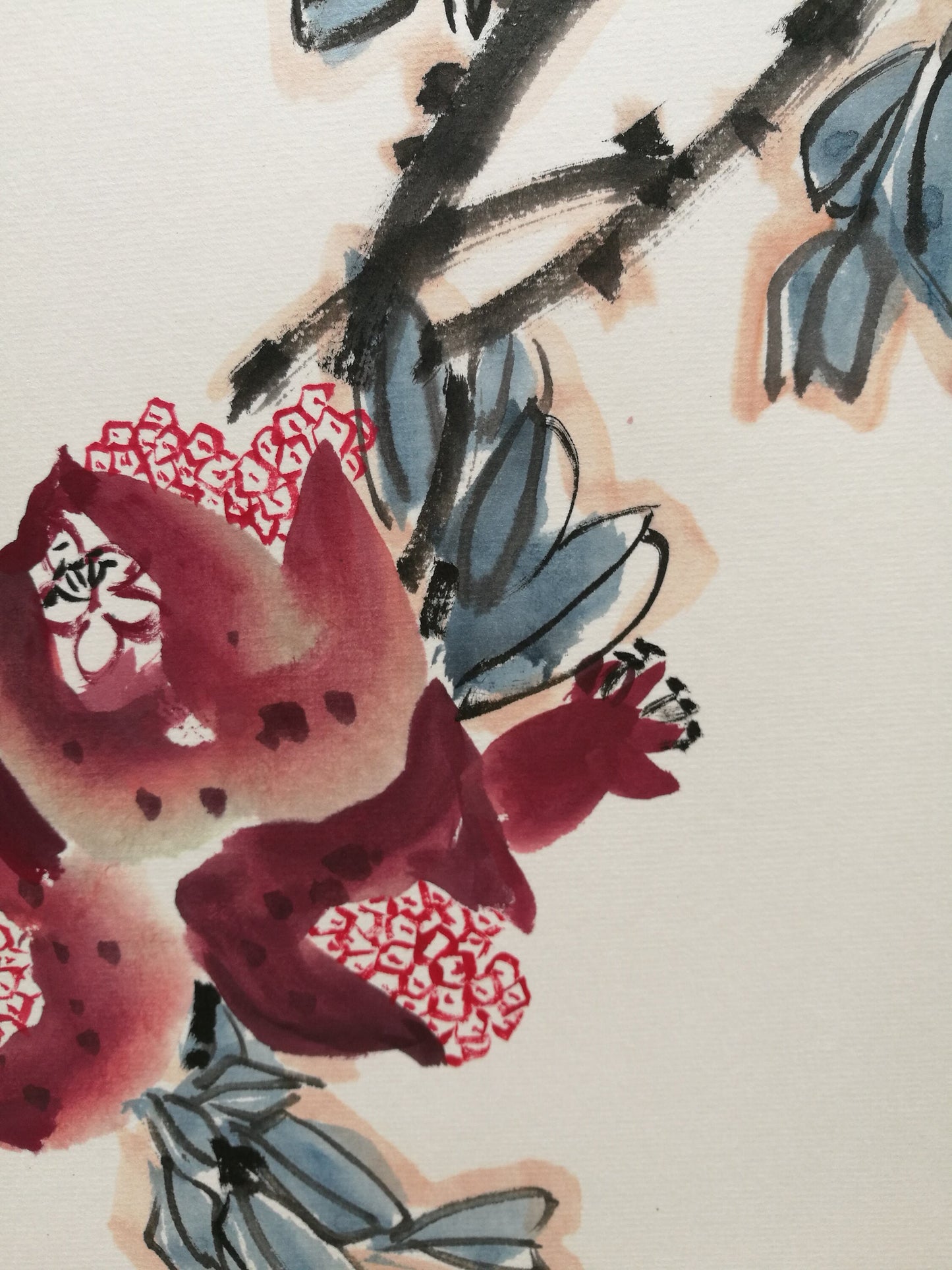 Original and Framed Chinese Painting,pomegranate painting