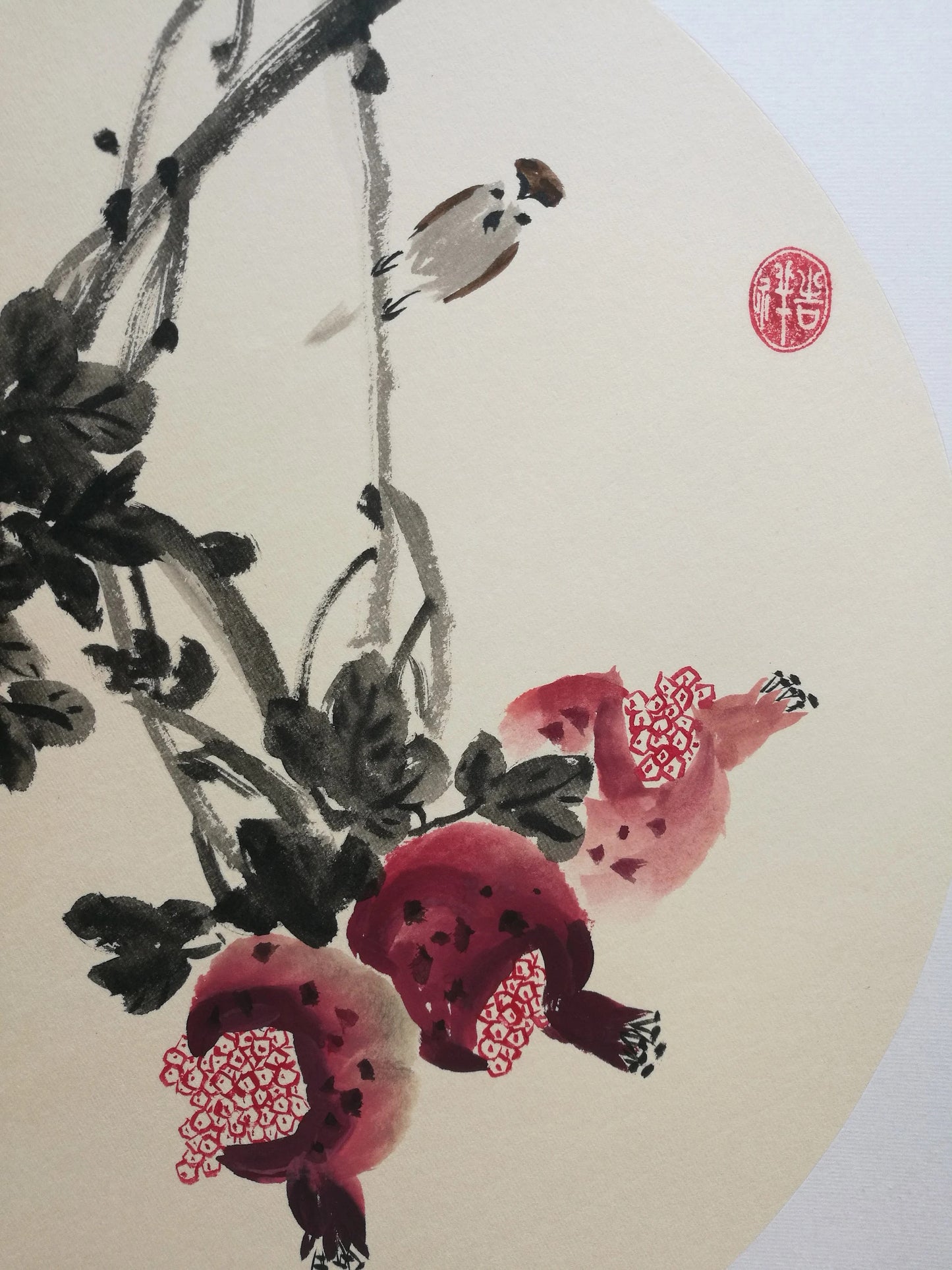 Original and Framed Chinese Painting,pomegranate painting