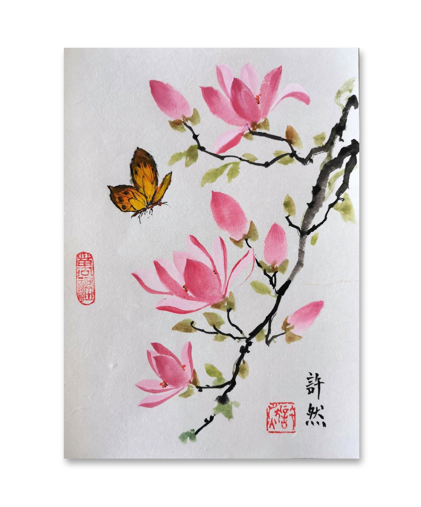 Original Traditonal Magnolia Chinese Painting, Home Decoration