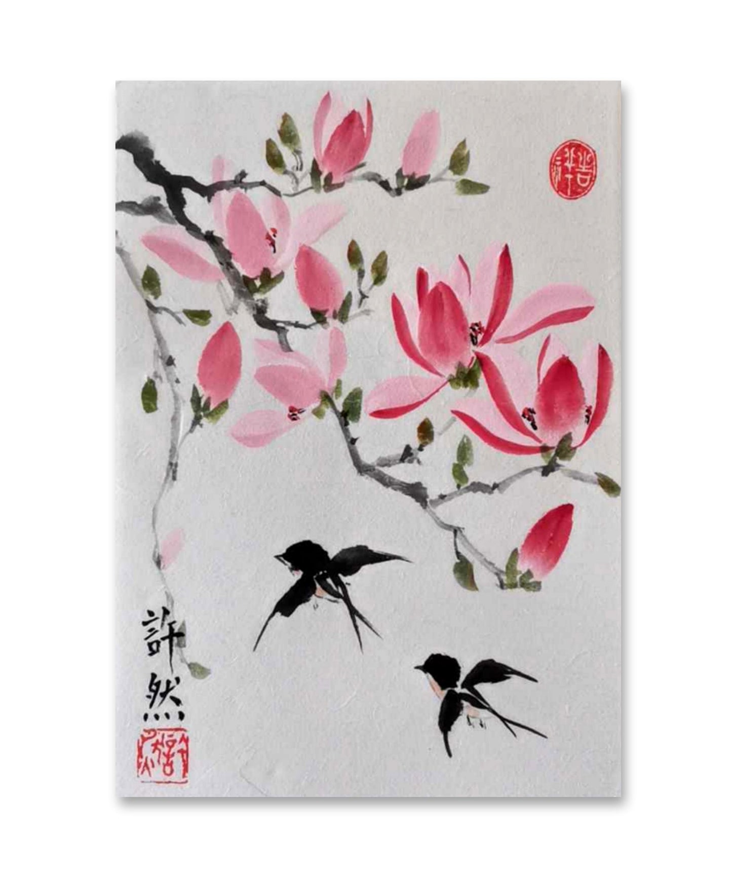 Original Traditonal Magnolia Chinese Painting, Home Decoration