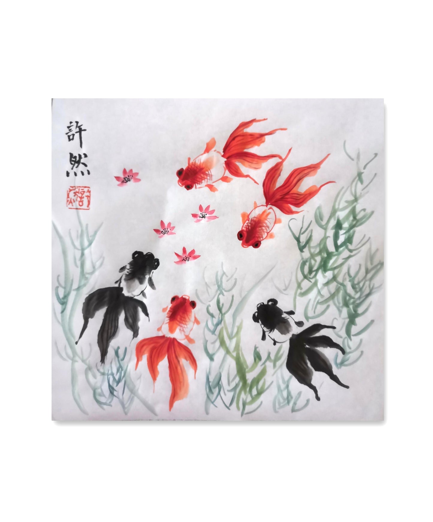 Handpainted Chinese painting,Goldfish painting,Fish Ink Painting